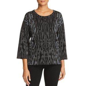 Kobi Halperin “Alise” Animal‑Print High‑Low Sweater | Soft Knit Top | Size Med
